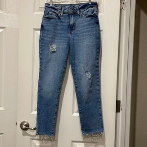 High-Waisted OG Straight Ripped Cut-Off Ankle Jean